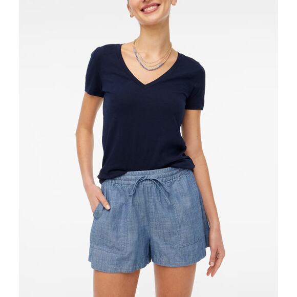 J.CREW Womens Chambray Shorts XXS Blue Wash Pull-On Drawstring AX923 NWT - Picture 2 of 11